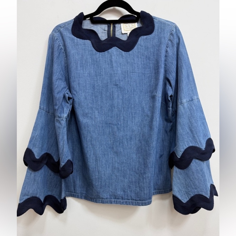 NWT Sail to Sable Chambray Double Bell Sleeve Top Size XS Brand new - Picture 1 of 11
